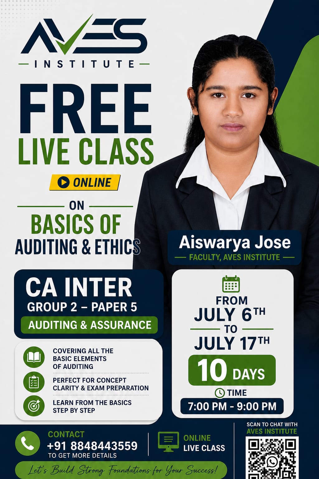 AVES Institute free live class poster
